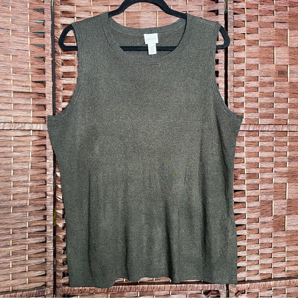 Chico's metallic knit tank top, Old Money Office Siren Minimalist Grandmacore XL
